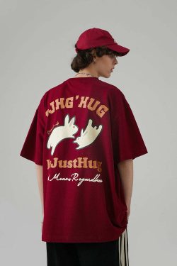 BJHG Leaping Bunny Tee - Y2K Summer Grunge, 90s Retro, Pastel Goth, Y2K Club & Party Out