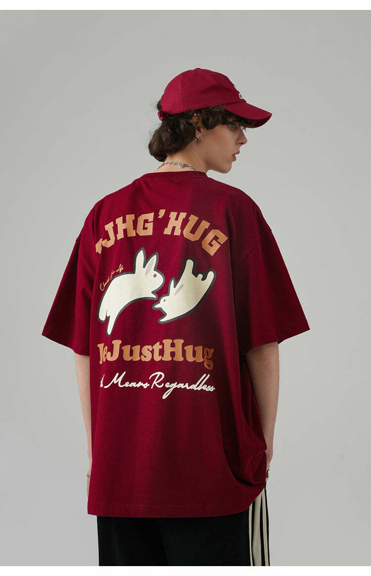 BJHG Leaping Bunny Tee - Y2K Summer Grunge, 90s Retro, Pastel Goth, Y2K Club & Party Out