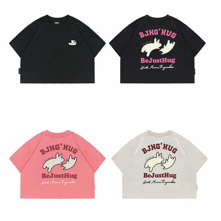 BJHG Leaping Bunny Tee - Y2K Summer Grunge, 90s Retro, Pastel Goth, Y2K Club & Party Out