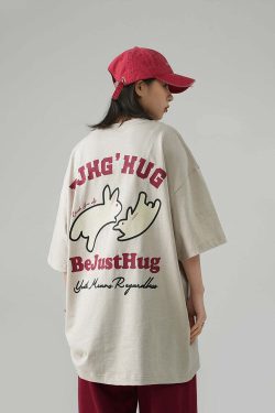 BJHG Leaping Bunny Tee - Y2K Summer Grunge, 90s Retro, Pastel Goth, Y2K Club & Party Out
