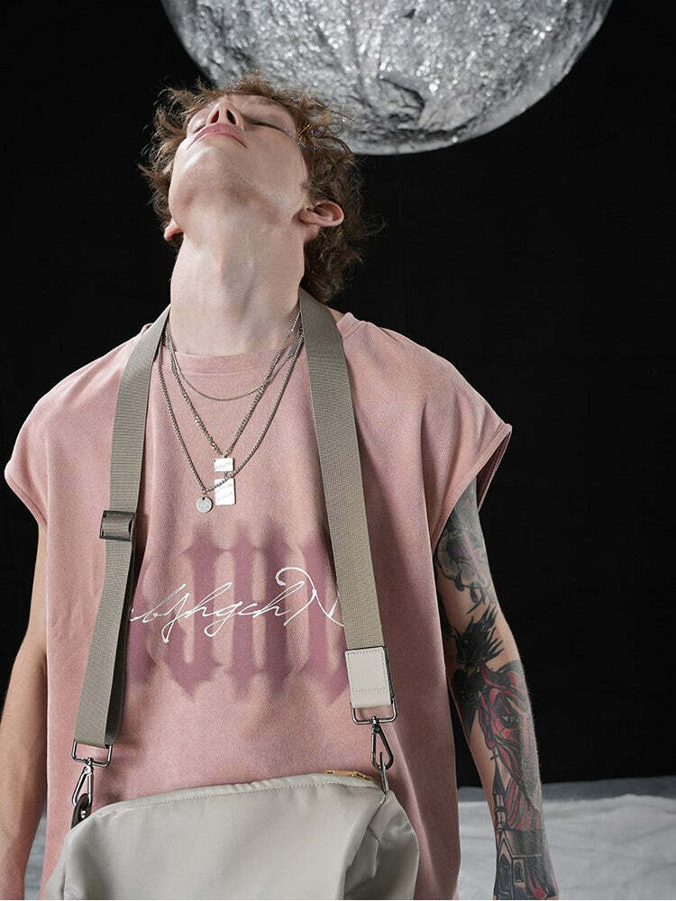 BJHG Logo Sleeveless Tee - Y2K Summer Grunge, 90s Retro, Pastel Goth, Y2K Club & Party Out