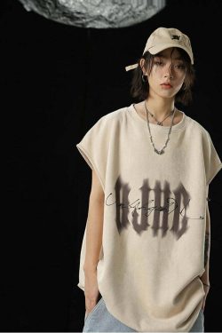 BJHG Logo Sleeveless Tee - Y2K Summer Grunge, 90s Retro, Pastel Goth, Y2K Club & Party Out