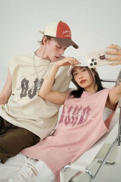 BJHG Logo Sleeveless Tee - Y2K Summer Grunge, 90s Retro, Pastel Goth, Y2K Club & Party Out
