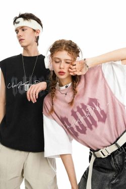 BJHG Logo Sleeveless Tee - Y2K Summer Grunge, 90s Retro, Pastel Goth, Y2K Club & Party Out