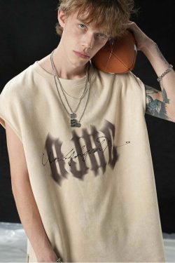 BJHG Logo Sleeveless Tee - Y2K Summer Grunge, 90s Retro, Pastel Goth, Y2K Club & Party Out