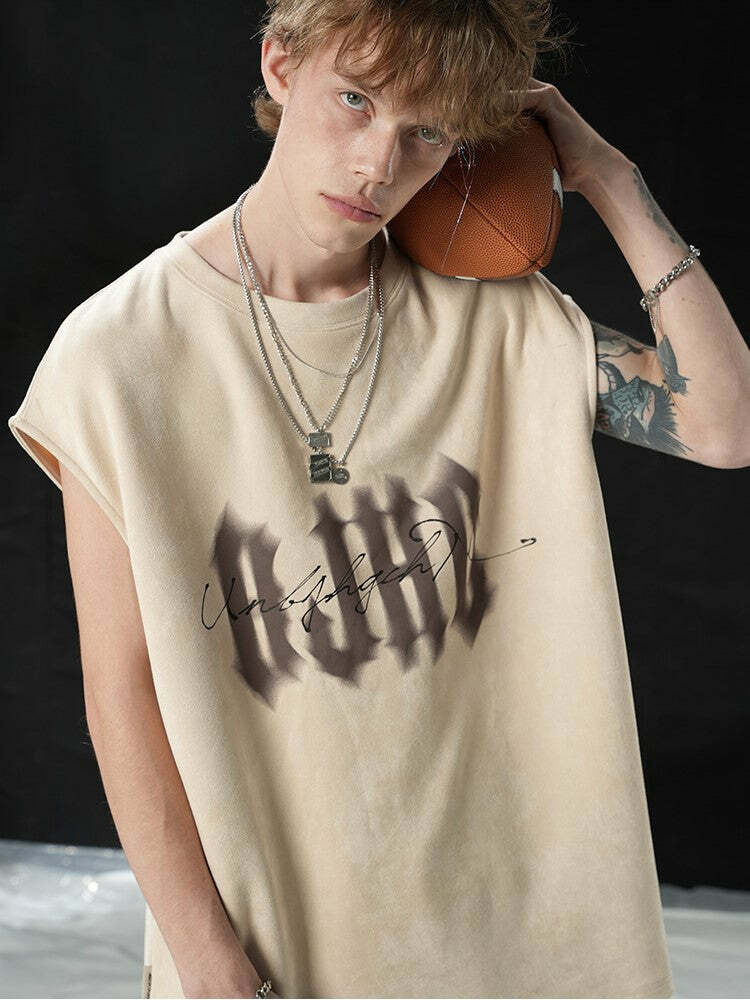 BJHG Logo Sleeveless Tee - Y2K Summer Grunge, 90s Retro, Pastel Goth, Y2K Club & Party Out