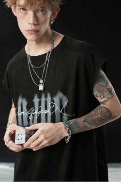 BJHG Logo Sleeveless Tee - Y2K Summer Grunge, 90s Retro, Pastel Goth, Y2K Club & Party Out