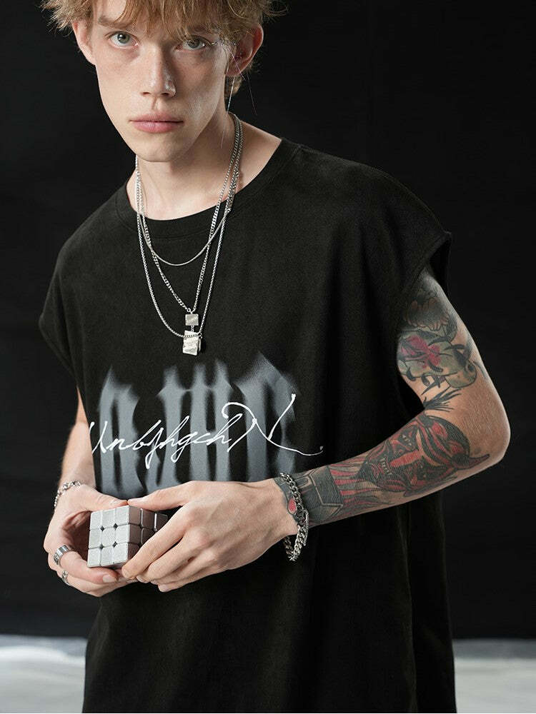 BJHG Logo Sleeveless Tee - Y2K Summer Grunge, 90s Retro, Pastel Goth, Y2K Club & Party Out