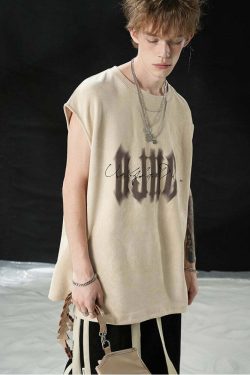 BJHG Logo Sleeveless Tee - Y2K Summer Grunge, 90s Retro, Pastel Goth, Y2K Club & Party Out