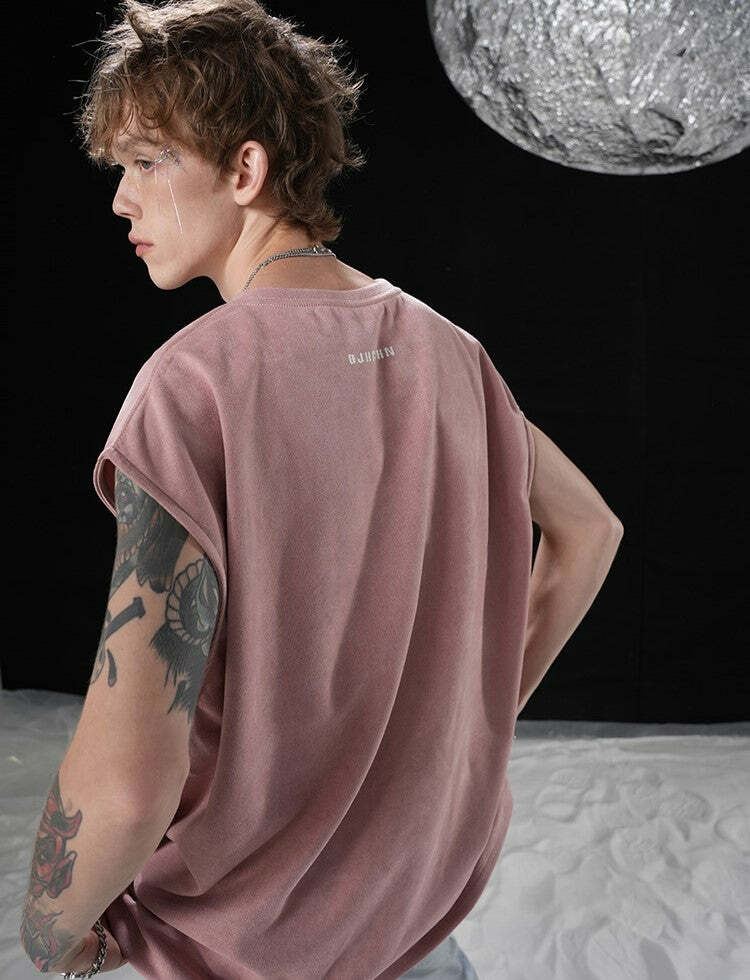 BJHG Logo Sleeveless Tee - Y2K Summer Grunge, 90s Retro, Pastel Goth, Y2K Club & Party Out