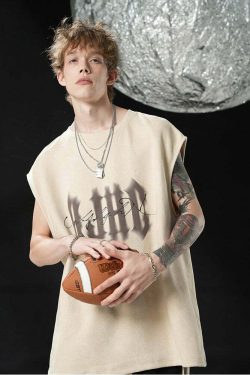 BJHG Logo Sleeveless Tee - Y2K Summer Grunge, 90s Retro, Pastel Goth, Y2K Club & Party Out
