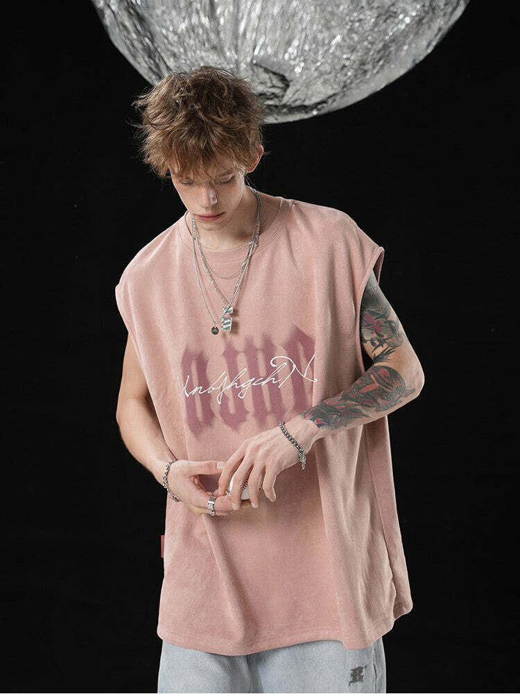 BJHG Logo Sleeveless Tee - Y2K Summer Grunge, 90s Retro, Pastel Goth, Y2K Club & Party Out