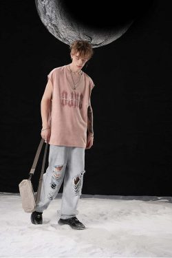 BJHG Logo Sleeveless Tee - Y2K Summer Grunge, 90s Retro, Pastel Goth, Y2K Club & Party Out