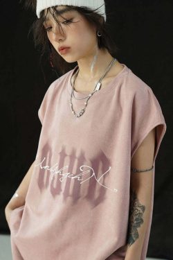 BJHG Logo Sleeveless Tee - Y2K Summer Grunge, 90s Retro, Pastel Goth, Y2K Club & Party Out