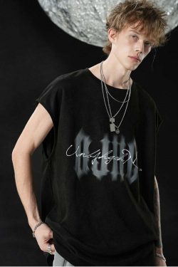 BJHG Logo Sleeveless Tee - Y2K Summer Grunge, 90s Retro, Pastel Goth, Y2K Club & Party Out
