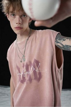 BJHG Logo Sleeveless Tee - Y2K Summer Grunge, 90s Retro, Pastel Goth, Y2K Club & Party Out