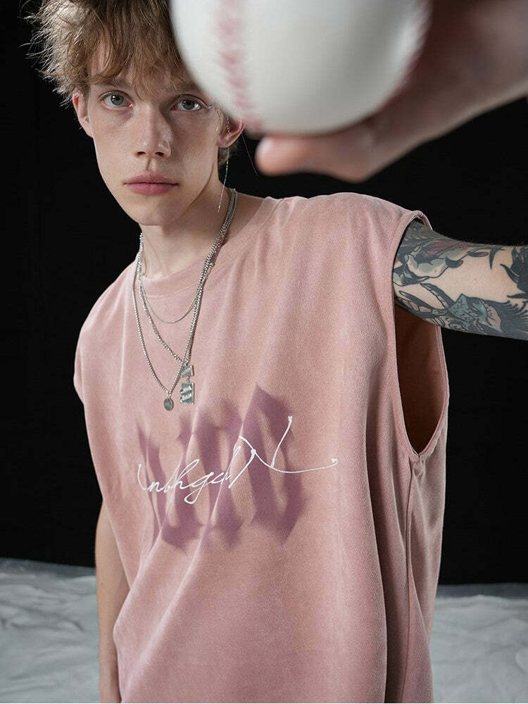 BJHG Logo Sleeveless Tee - Y2K Summer Grunge, 90s Retro, Pastel Goth, Y2K Club & Party Out
