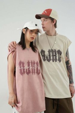 BJHG Logo Sleeveless Tee - Y2K Summer Grunge, 90s Retro, Pastel Goth, Y2K Club & Party Out