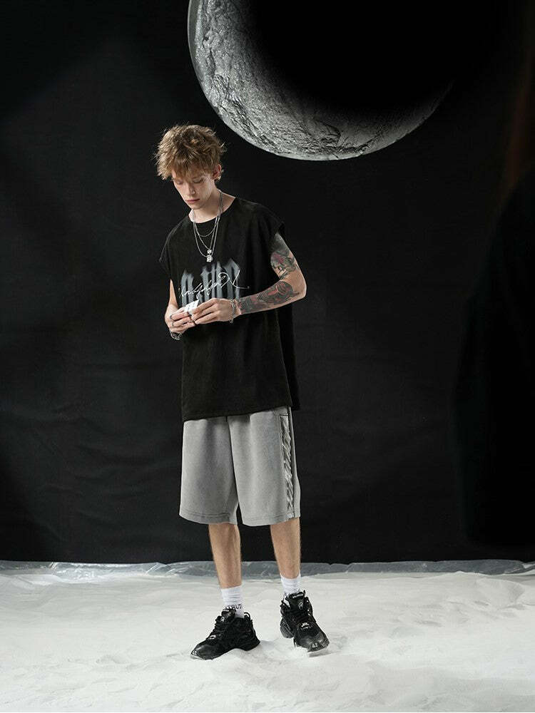 BJHG Logo Sleeveless Tee - Y2K Summer Grunge, 90s Retro, Pastel Goth, Y2K Club & Party Out