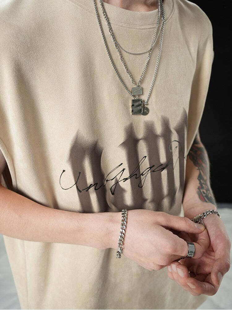 BJHG Logo Sleeveless Tee - Y2K Summer Grunge, 90s Retro, Pastel Goth, Y2K Club & Party Out