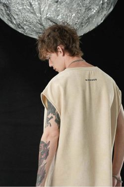 BJHG Logo Sleeveless Tee - Y2K Summer Grunge, 90s Retro, Pastel Goth, Y2K Club & Party Out