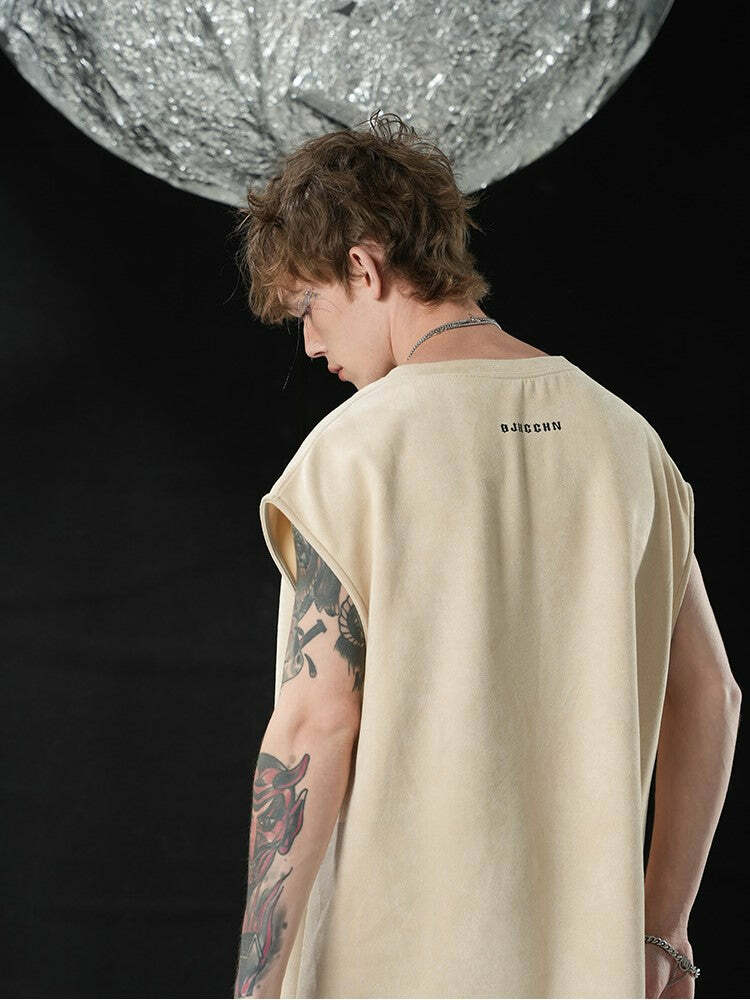 BJHG Logo Sleeveless Tee - Y2K Summer Grunge, 90s Retro, Pastel Goth, Y2K Club & Party Out