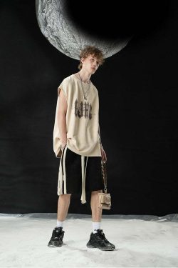 BJHG Logo Sleeveless Tee - Y2K Summer Grunge, 90s Retro, Pastel Goth, Y2K Club & Party Out