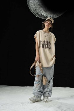 BJHG Logo Sleeveless Tee - Y2K Summer Grunge, 90s Retro, Pastel Goth, Y2K Club & Party Out