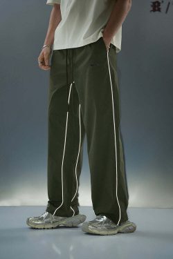 BJHG Reflective Striped Track Pants - Y2K Grunge, 90s Fashion, Retro Summer Outfits, Y2K Club Style