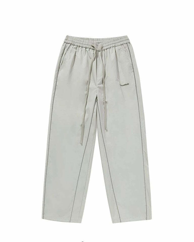 BJHG Reflective Striped Track Pants - Y2K Grunge, 90s Fashion, Retro Summer Outfits, Y2K Club Style