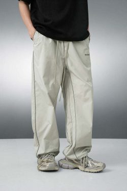 BJHG Reflective Striped Track Pants - Y2K Grunge, 90s Fashion, Retro Summer Outfits, Y2K Club Style