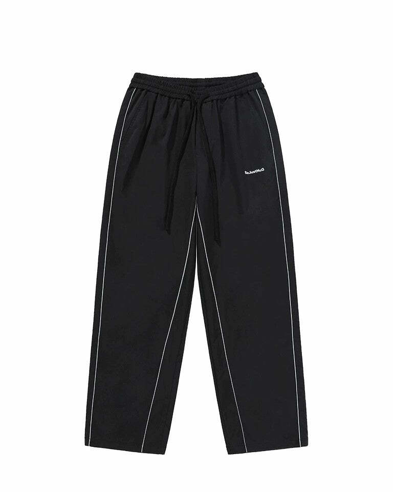 BJHG Reflective Striped Track Pants - Y2K Grunge, 90s Fashion, Retro Summer Outfits, Y2K Club Style