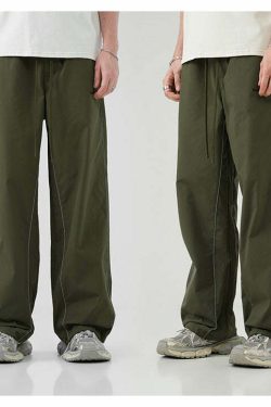 BJHG Reflective Striped Track Pants - Y2K Grunge, 90s Fashion, Retro Summer Outfits, Y2K Club Style
