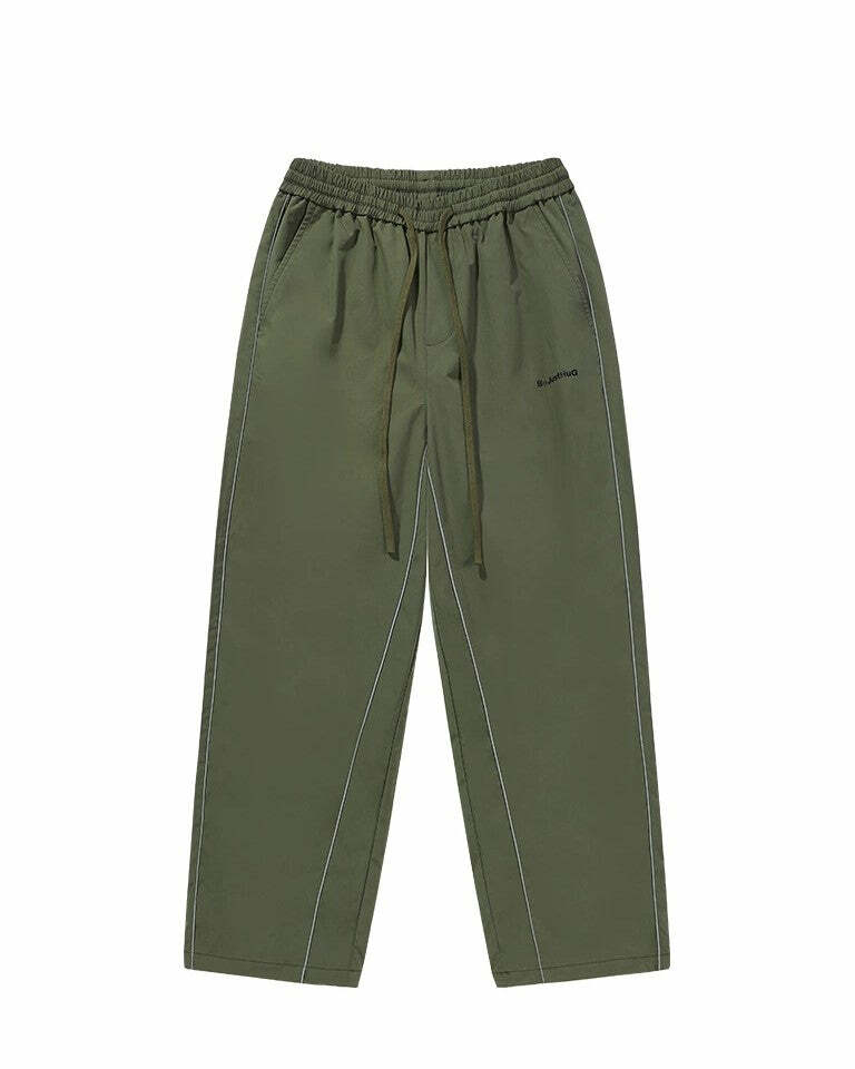 BJHG Reflective Striped Track Pants - Y2K Grunge, 90s Fashion, Retro Summer Outfits, Y2K Club Style