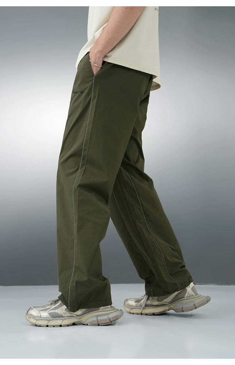 BJHG Reflective Striped Track Pants - Y2K Grunge, 90s Fashion, Retro Summer Outfits