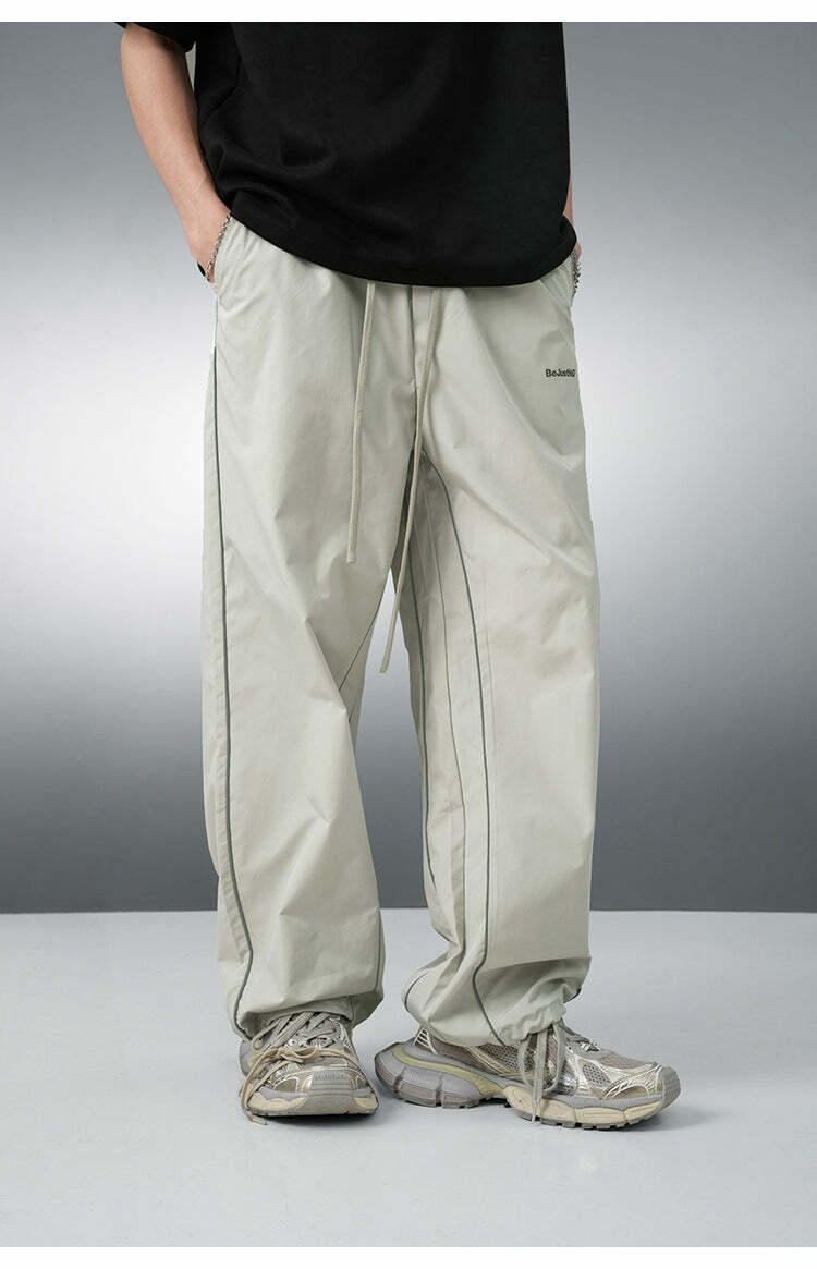 BJHG Reflective Striped Track Pants - Y2K Grunge, 90s Fashion, Retro Summer Outfits