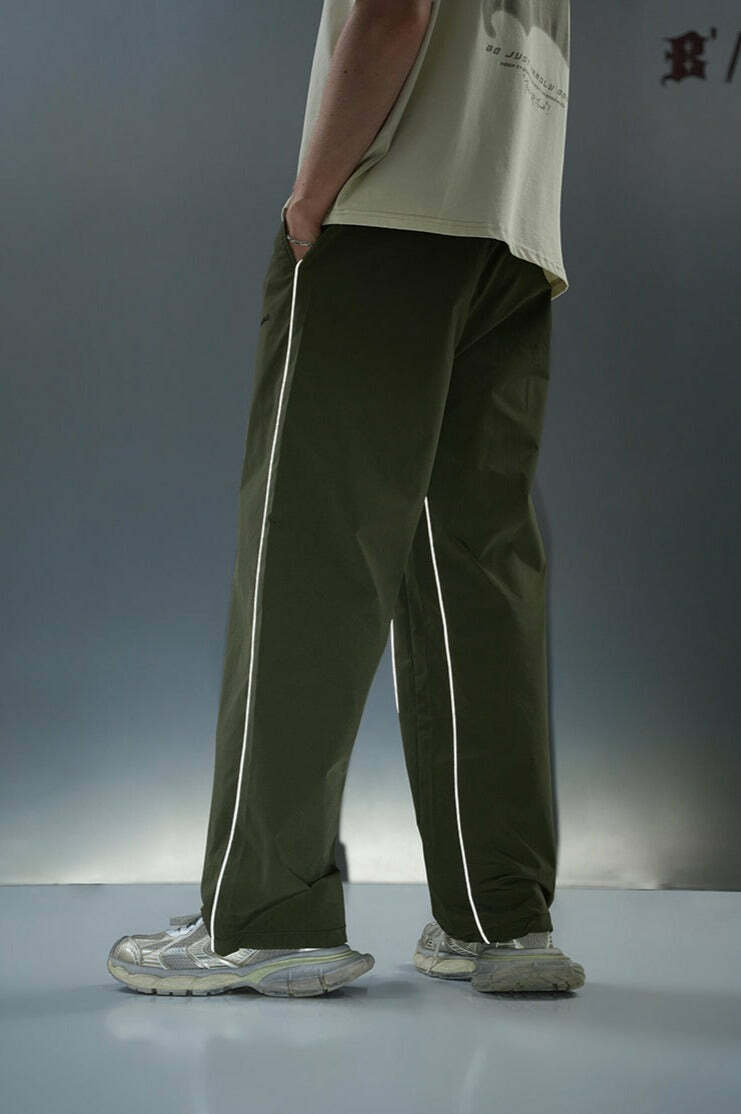 BJHG Reflective Striped Track Pants - Y2K Grunge, 90s Fashion, Retro Summer Outfits