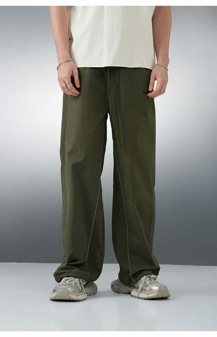 BJHG Reflective Striped Track Pants - Y2K Grunge, 90s Fashion, Retro Summer Outfits
