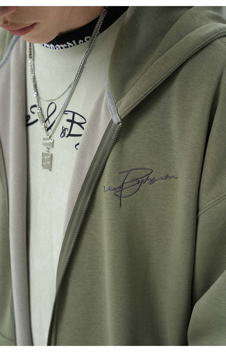 BJHG Script Logo Hoodie - Y2K Summer, 90s Grunge, Retro Style, Y2K Club & Party Outfits