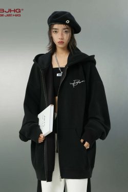 BJHG Script Logo Hoodie - Y2K Summer, 90s Grunge, Retro Style, Y2K Club & Party Outfits