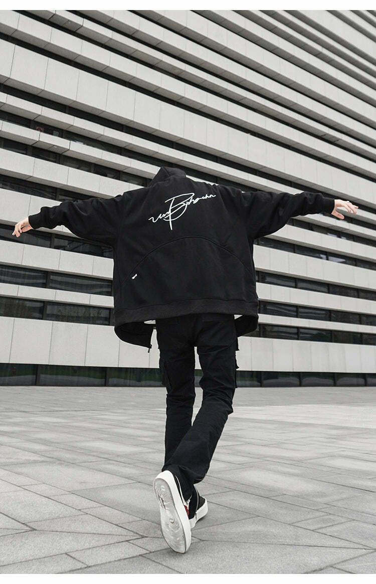 BJHG Script Logo Hoodie - Y2K Summer, 90s Grunge, Retro Style, Y2K Club & Party Outfits
