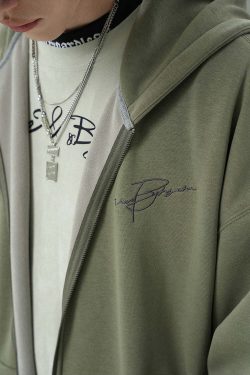 BJHG Script Logo Hoodie - Y2K Summer, 90s Grunge, Retro Style, Y2K Club & Party Outfits