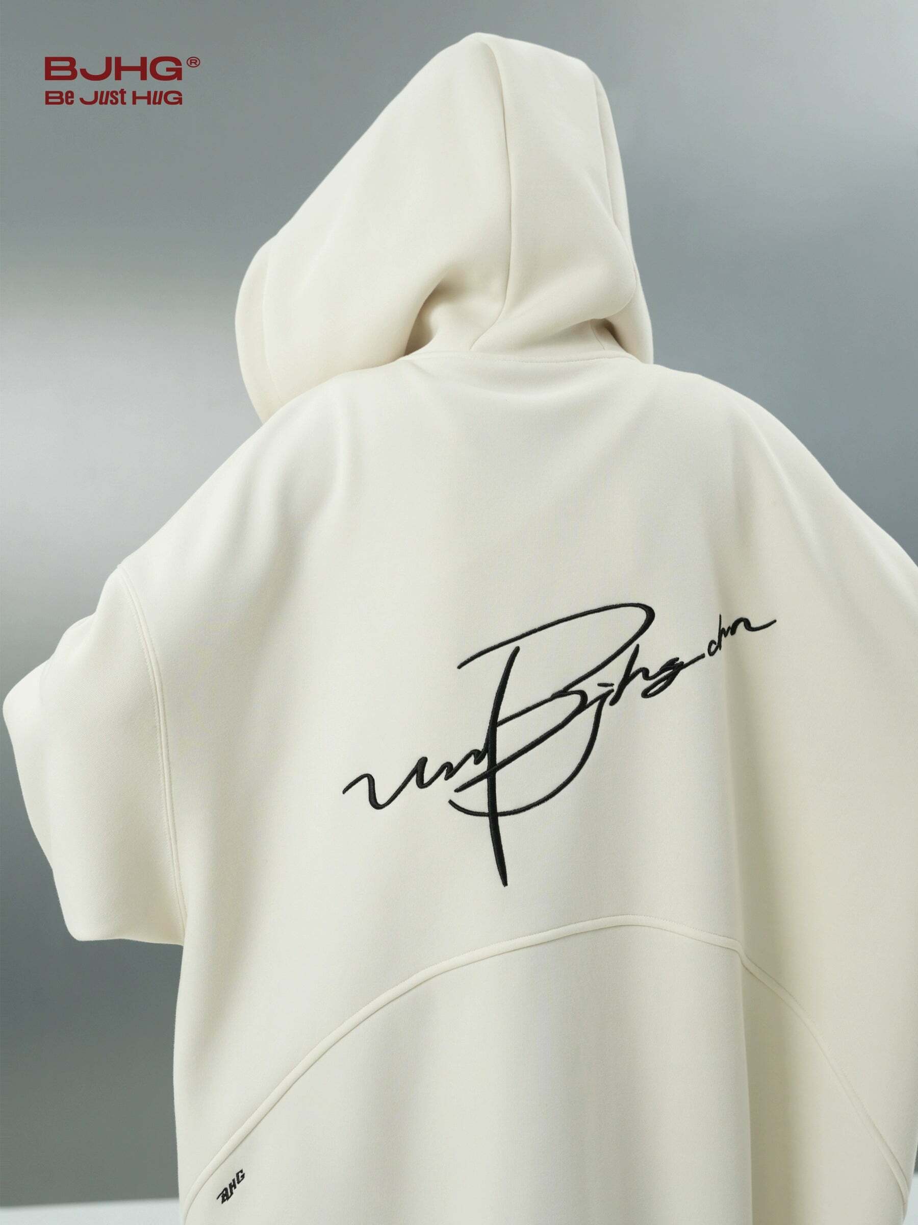 BJHG Script Logo Hoodie - Y2K Summer, 90s Grunge, Retro Style, Y2K Club & Party Outfits