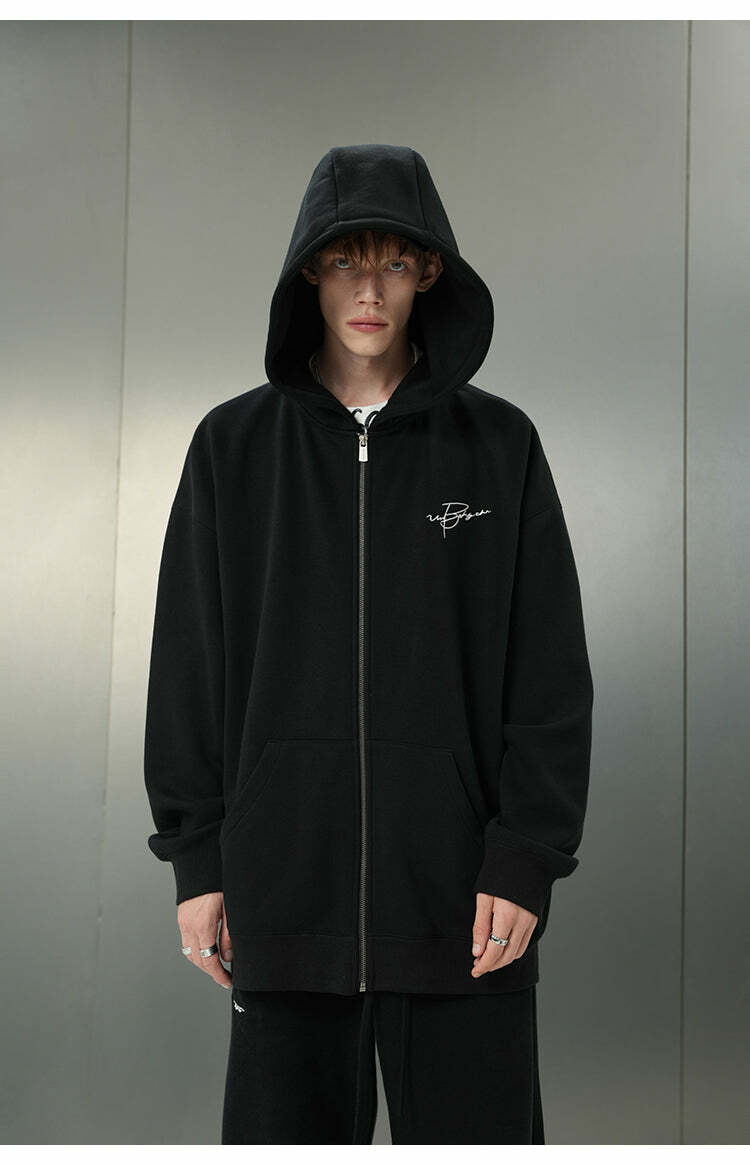 BJHG Script Logo Hoodie - Y2K Summer, 90s Grunge, Retro Style, Y2K Club & Party Outfits