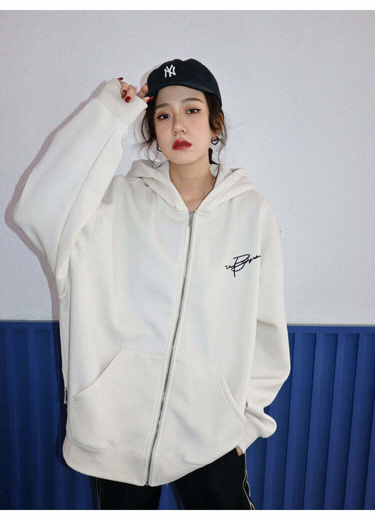 BJHG Script Logo Hoodie - Y2K Summer, 90s Grunge, Retro Style, Y2K Club & Party Outfits