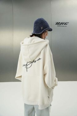 BJHG Script Logo Hoodie - Y2K Summer, 90s Grunge, Retro Style, Y2K Club & Party Outfits