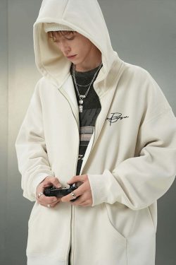 BJHG Script Logo Hoodie - Y2K Summer, 90s Grunge, Retro Style, Y2K Club & Party Outfits