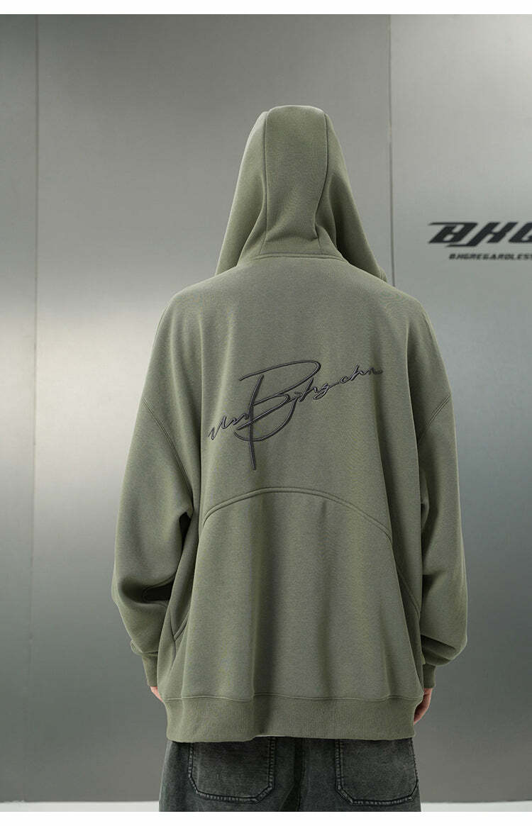 BJHG Script Logo Hoodie - Y2K Summer, 90s Grunge, Retro Style, Y2K Club & Party Outfits