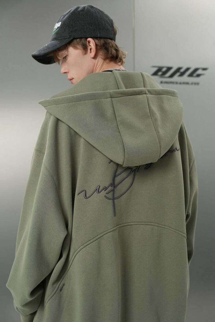 BJHG Script Logo Hoodie - Y2K Summer, 90s Grunge, Retro Style, Y2K Club & Party Outfits