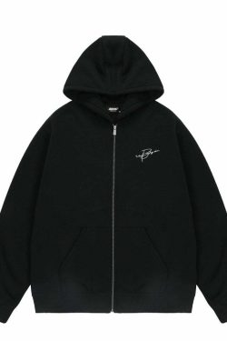 BJHG Script Logo Hoodie - Y2K Summer, 90s Grunge, Retro Style, Y2K Club & Party Outfits